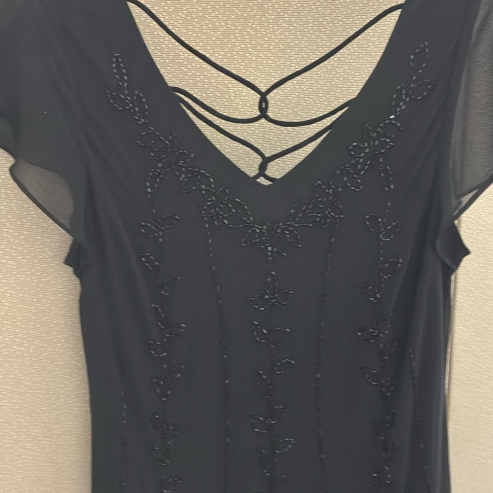 Beaded chiffon black dress